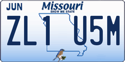 MO license plate ZL1U5M