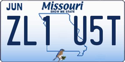 MO license plate ZL1U5T