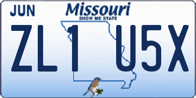 MO license plate ZL1U5X