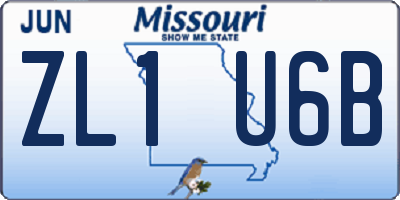 MO license plate ZL1U6B