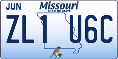 MO license plate ZL1U6C