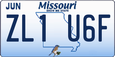 MO license plate ZL1U6F