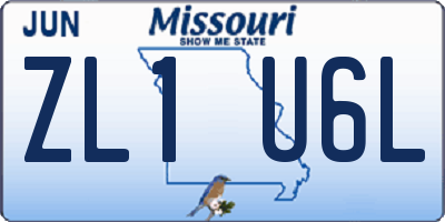 MO license plate ZL1U6L