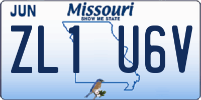 MO license plate ZL1U6V
