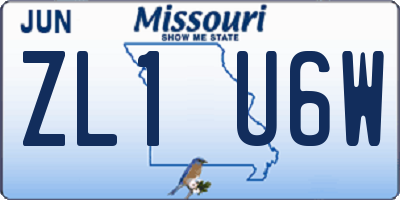 MO license plate ZL1U6W