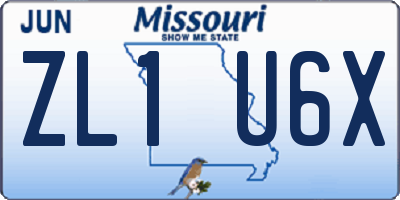 MO license plate ZL1U6X