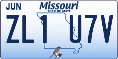 MO license plate ZL1U7V