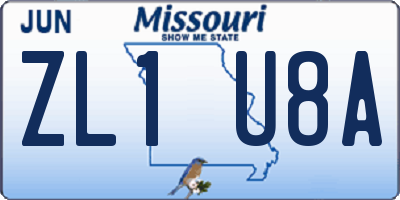 MO license plate ZL1U8A