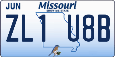 MO license plate ZL1U8B