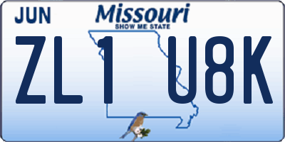 MO license plate ZL1U8K