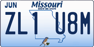 MO license plate ZL1U8M