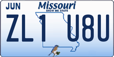 MO license plate ZL1U8U
