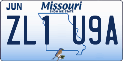 MO license plate ZL1U9A