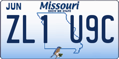 MO license plate ZL1U9C