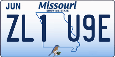 MO license plate ZL1U9E