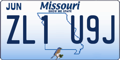 MO license plate ZL1U9J
