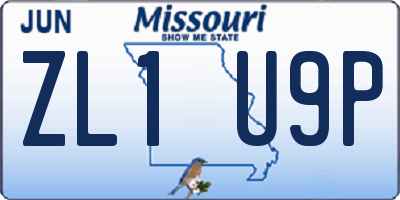MO license plate ZL1U9P
