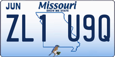 MO license plate ZL1U9Q