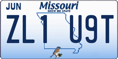 MO license plate ZL1U9T