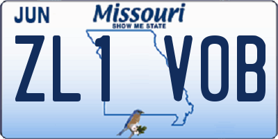 MO license plate ZL1V0B
