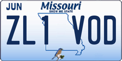 MO license plate ZL1V0D