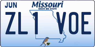 MO license plate ZL1V0E