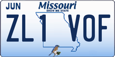 MO license plate ZL1V0F