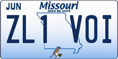 MO license plate ZL1V0I