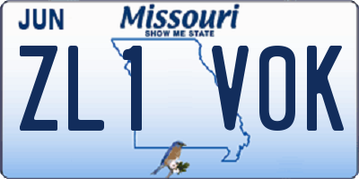 MO license plate ZL1V0K
