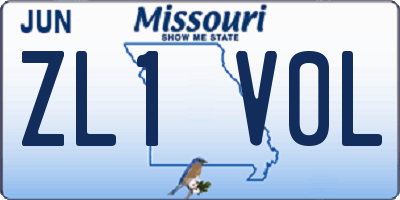 MO license plate ZL1V0L