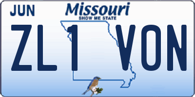 MO license plate ZL1V0N