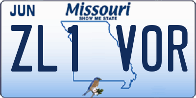 MO license plate ZL1V0R
