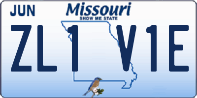 MO license plate ZL1V1E