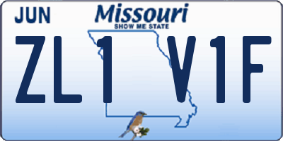MO license plate ZL1V1F