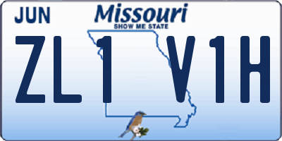 MO license plate ZL1V1H