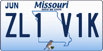 MO license plate ZL1V1K