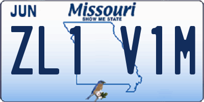 MO license plate ZL1V1M