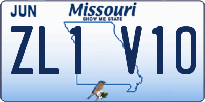 MO license plate ZL1V1O