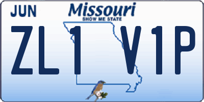 MO license plate ZL1V1P