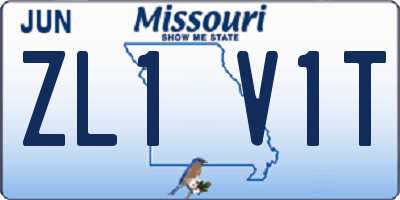 MO license plate ZL1V1T