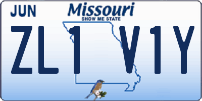 MO license plate ZL1V1Y