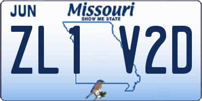 MO license plate ZL1V2D
