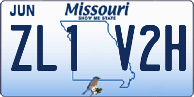 MO license plate ZL1V2H