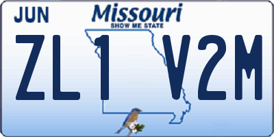 MO license plate ZL1V2M