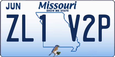 MO license plate ZL1V2P