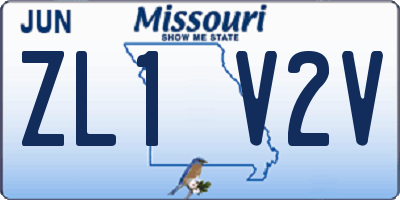 MO license plate ZL1V2V