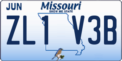 MO license plate ZL1V3B