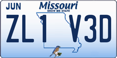 MO license plate ZL1V3D