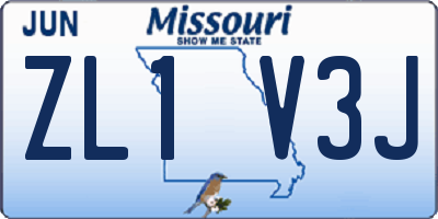 MO license plate ZL1V3J