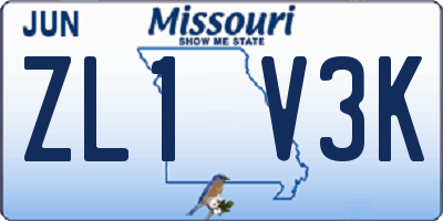 MO license plate ZL1V3K